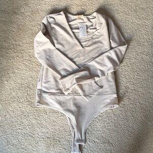 Chic Beige Long Sleeve Bodysuit